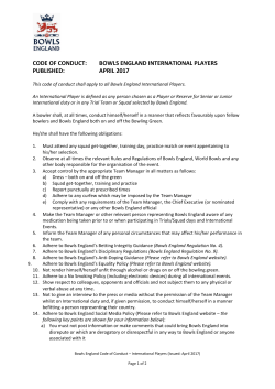 Bowls England Code of Conduct: International Players