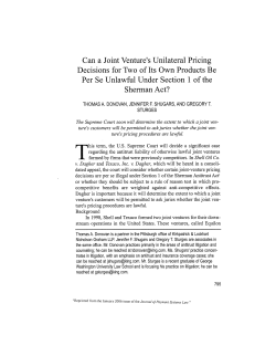 Can a Joint Venture`s Unilateral Pricing Decisions for Two of Its Own