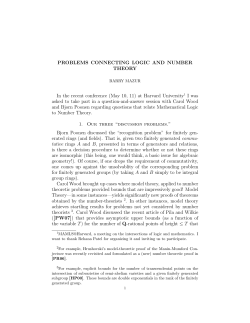 PROBLEMS CONNECTING LOGIC AND NUMBER THEORY In the