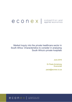 Market Inquiry into the private healthcare sector in South