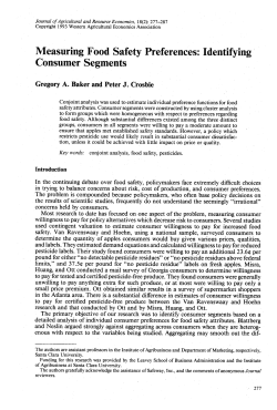 Measuring Food Safety Preferences: Identifying Consumer Segments