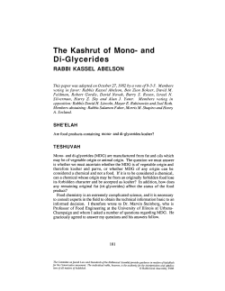 The Kashrut of Mono- and Di-Giycerides