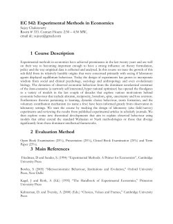 EC 542: Experimental Methods in Economics 1 Course Description