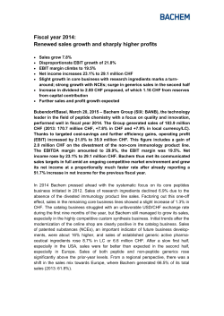 Fiscal year 2014: Renewed sales growth and sharply higher profits