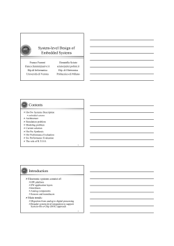 System-level Design of Embedded Systems Contents