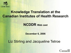 cihr presentation title - National Center for the Dissemination of