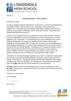 Enrichment Week: 17-20 th July 2017