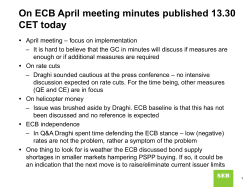 On ECB minutes published 13.30 today