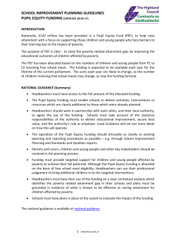 pef &ndash; school improvement planning guidelines