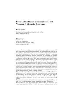 Cross-Cultural Issues of International Joint Ventures: A Viewpoint