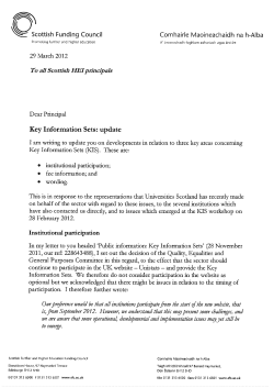 Scottish Funding Council Key Information Sets: update