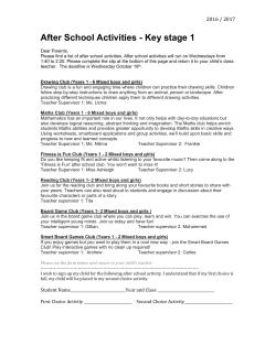 ASA -KS1 Letter to parents