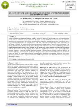 an ayurvedic and modern approach of autism spectrum disorders