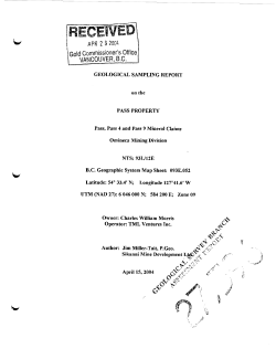 GEOLOGICAL SAMPLING REPORT on the PASS PROPERTY Pass