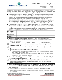 CHECKLIST: Research Involving Children