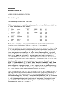 News release - London Chess Classic