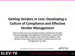 Getting Vendors in Line: Developing a Culture of