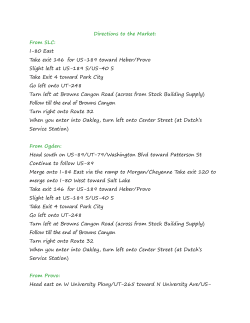 Directions to the Market: From SLC: I