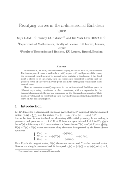 Rectifying curves in the n-dimensional Euclidean space 1