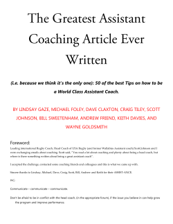 The Greatest Assistant Coaching Article Ever Written