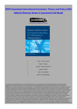 International Economics: Theory and Policy (10th