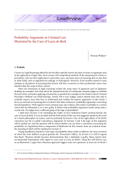 Probability Arguments in Criminal Law Illustrated by the Case of