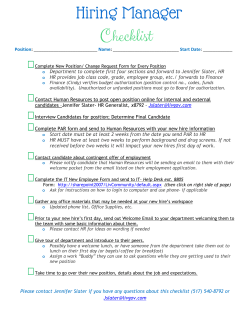 Position: Name: Start Date: ______ o Department to complete first f