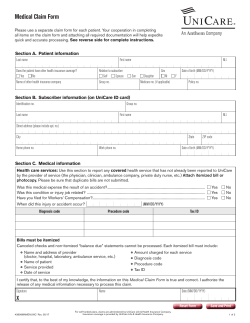 Medical Claim Form - unicarestateplan.com