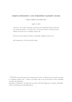 Pareto efficiency and weighted majority rules