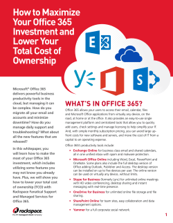 How to Maximize Your Office 365 Investment and Lower Your Total