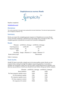 Staphylococcus aureus Reads