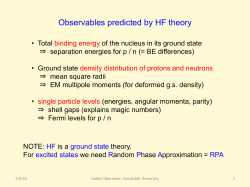 Observables predicted by HF theory