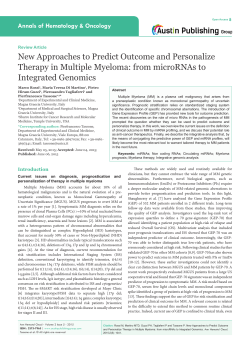 New Approaches to Predict Outcome and Personalize Therapy in