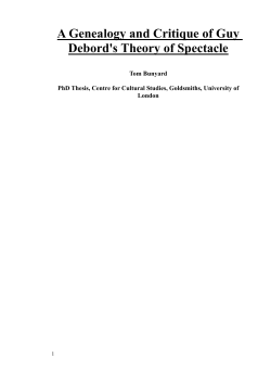 A Genealogy and Critique of Guy Debord`s Theory of Spectacle