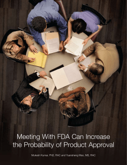 Meeting With FDA Can Increase the Probability of Product Approval