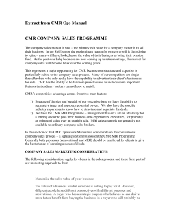 Extract from CMR Ops Manual - Cavendish Management Resources