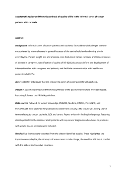 A systematic review and thematic synthesis of quality of life in the