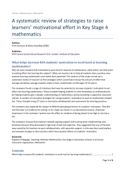 A systematic review of strategies to raise pupils` motivational effort in