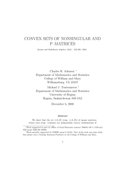 convex sets of nonsingular and p&ndash;matrices