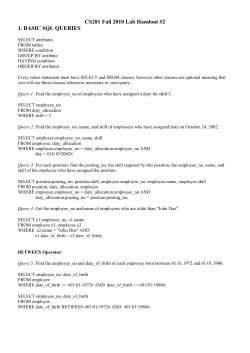 CS281 Fall 2006 Lab Handout #2 - Bilkent University Computer