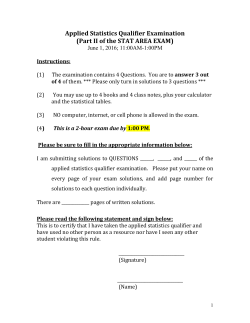 Applied Statistics Qualifier Examination (Part II of the