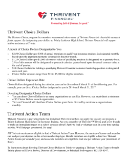 Thrivent Choice Dollars - Trinity Lutheran High School