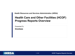 (HCOF) Progress Reports Overview