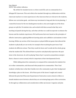 Sam Habeck WSTS7 ESL artifact reflection My artifact for standard