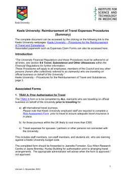 Claiming travel expenses from Keele University budgets