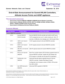 End-of-Sale Announcement for Summit WLAN