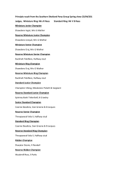 Principle result from the Southern Shetland Pony Group Spring