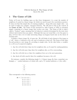 1 The Game of Life - Cornell Computer Science