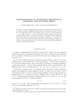 TOROIDALIZATION OF GENERATING SEQUENCES IN