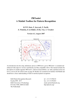 PRTools4 A Matlab Toolbox for Pattern Recognition